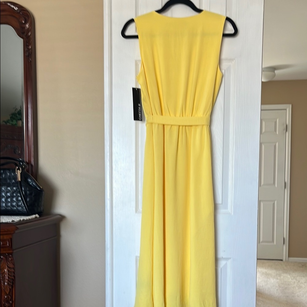 Chetta B Yellow Asymmetrical Wrap Dress   Sz 6 - Picture 5 of 5